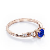 Stylish 1.05 Carat Round Cut Sapphire And Diamond Seven Stone Engagement Ring In Rose Gold