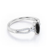 Stylish 1.45 Carat Marquise Cut Black Diamond Double Shank Engagement Ring In White Gold
