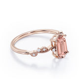 Vintage Wavy Milgrain 0.5 carat Hexagon Morganite and Diamonds Engagement Ring in Rose Gold
