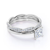 1.50 Carat Princess Cut Moissanite Infinity Bridal Set