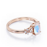 0.5 ct Oval Moonstone Clover Leaf Engagement Ring