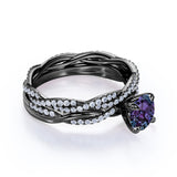 Infinity 1.75 Ct Round Cut Alexandrite Bridal Set