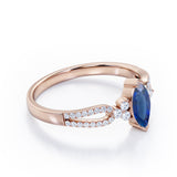 Affordable 1.45 Carat Marquise Cut Sapphire And Diamond Double Shank Engagement Ring In Rose Gold