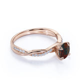 Infinity Style 1.25 Carat Round Cut Genuine Lab Black Opal And Diamond Twisted Pave Set Engagement Ring In White Gold