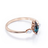 Trillion Six Prong 1 Carat Kite Shaped Lab Created Alexandrite And Diamond Three Stone Basket Set Engagement Ring In White Gold