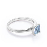 1 ct Cushion Aquamarine  Solitaire Engagement Ring