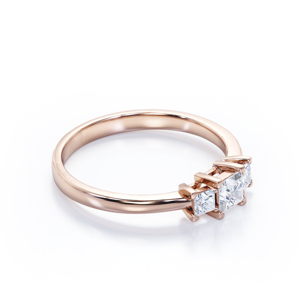 Pure Ziva 3-Stone Princess Cut Engagement Ring - Stainless Steel Hypoallergenic