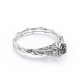 Three Stone 0.65 ct Round Black Rutilated Quartz Engagement Ring