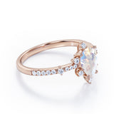 Snowflake 0.7 carat Pear Moonstone and Diamond Classic Engagement Ring in White Gold