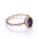 1.25 Ct Oval Cut Lab Alexandrite Halo Engagement Ring