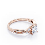 Certified 0.50 Ct Princess Lab Diamond Five Stone Engagement Ring