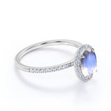 1.5 ct Oval Rainbow Moonstone Halo Engagement Ring