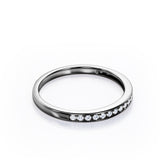 Minimalist - 0.15 TCW Round Shaped Diamond Pave Channel Wedding Band in White Gold