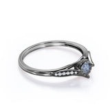 0.75 Ct Round Salt and Pepper Diamond Milgrain Engagement Ring