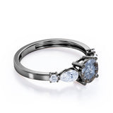 0.55 Ct Round Salt and Pepper Diamond Five Stone Engagement Ring