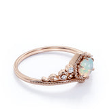 Crown 0.75 Ct Round Cut Lab Created Opal Engagement Ring