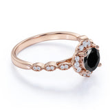 Bestselling 1.75 Carat Round Lab Created Lab Black Diamond and Antique Art Deco Engagement Ring in White Gold