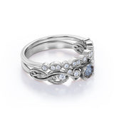 Antique 0.75 Ct Round Salt and Pepper Diamond Wedding Ring Set