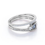 1.25 Ct Round Salt and Pepper Diamond Bypass Wedding Ring Set