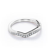 Pave 0.15 TCW Round Shape Curved Wedding Band