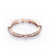 Milgrain Pave 0.15 TCW Round Cut Stackable Ring