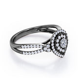 Pear-Shaped Double Halo - 1.7 Carat Round Cut Moissanite and diamond - Pave Split Shank Engagement Ring in Rose Gold