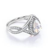 1.5 ct Teardrop Moonstone Halo Engagement Ring