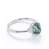 1.50 Carat Round Cut Moss Agate Cluster Engagement Ring