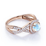 1.25 ct Round Moonstone Halo Engagement Ring