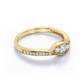 Antique Bezel Three Stone 1.25 CT TDW Round Cut Diamond Channel Set Engagement Ring