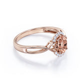 Plain Band 1.50 Carat Oval Cut Morganite and Diamond Halo Engagement Ring in Rose Gold