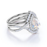 1.25 ct Teardrop Moonstone Infinity Wedding Set