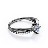 Twisted 0.50 Carat Princess Cut Diamond Four Prong Infinity Style Engagement Ring In White Gold