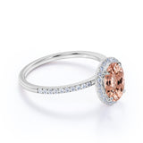 Huge 1.50 Carat antique design Morganite and Diamond oval cut Engagement Ring in Rose Gold
