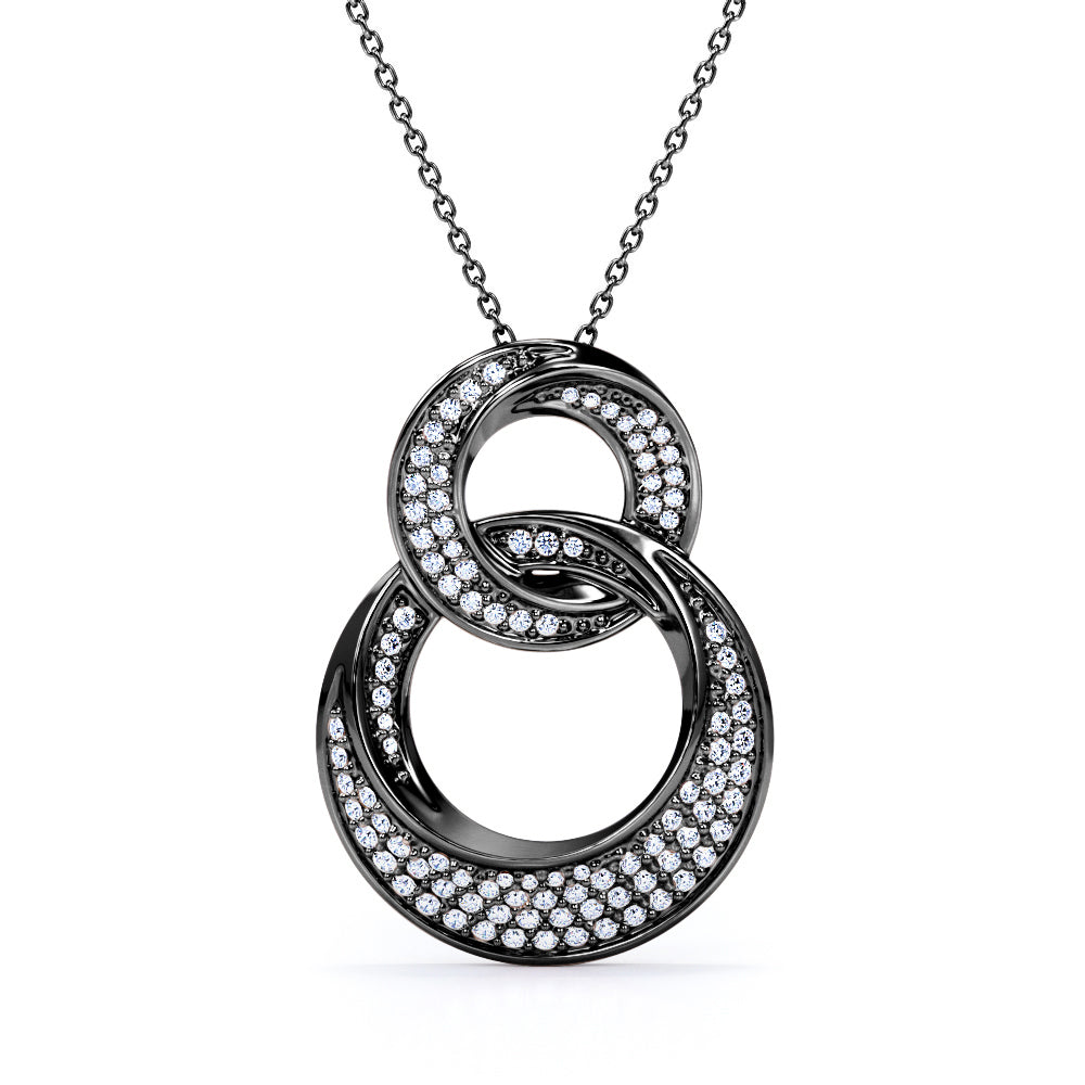 Scalloped Micro Pave Set 0.30 Carat Round Cut Moissanite Infinity Wave Pendant Necklace In Rose Gold