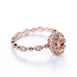 Elegant 1.25 Carat Oval Cut Peach Morganite and Diamond Engagement Ring in 10k Rose Gold for Women