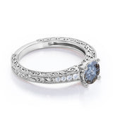0.45 Ct Round Salt and Pepper Diamond Art Deco Engagement Ring