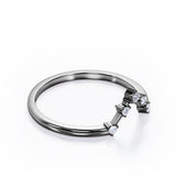 Dainty Five-Stone Prong - 0.10 TCW Round Shaped Diamond -  V Shaped Wedding Band - 10K Rose Gold