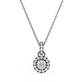 .50 CT TDW Round Diamond Halo Floating Solitaire Pendant Necklace in Rose Gold