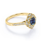 2 Ct Cushion Lab Alexandrite Vintage Engagement Ring
