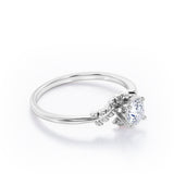 Leafy Bypass 0.5 TCW Round Shape Diamond Solitaire Engagement Ring in White Gold