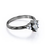 Clustered Triangle 0.55 carat Kite Moissanite and Diamond Engagement Ring in White Gold