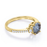 Pave 0.75 Ct Round Cut Salt and Pepper Diamond Engagement Ring