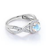 1.25 ct Round Moonstone Halo Engagement Ring