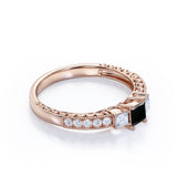 1.25 Carat Princess Cut Lab Grown Black Diamond 3 Stone Engagement Ring In White Gold