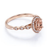 Vintage 1.50 ct Oval Morganite Halo Engagement Ring