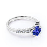 Vintage 1.15 Ct Round Cut Lab Sapphire Engagement Ring
