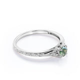 0.33 Ct Round Green Moss Agate Filigree Engagement Ring