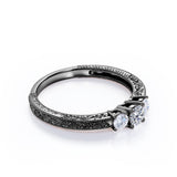 1 Carat Round Cut Moissanite Three Stone Engagement Ring