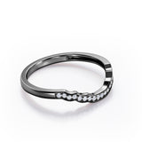 0.15 TCW Round Cut Diamond - Pave Channel Design - Curved Shank Starlight Wedding Band - 10K Rose Gold